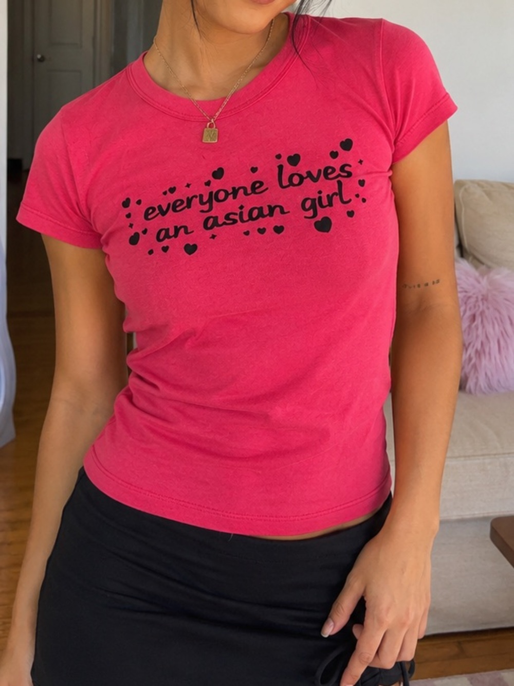 Y2K Urban Renewal Urban Outfitters everyone love an Asian girl baby tee shirt